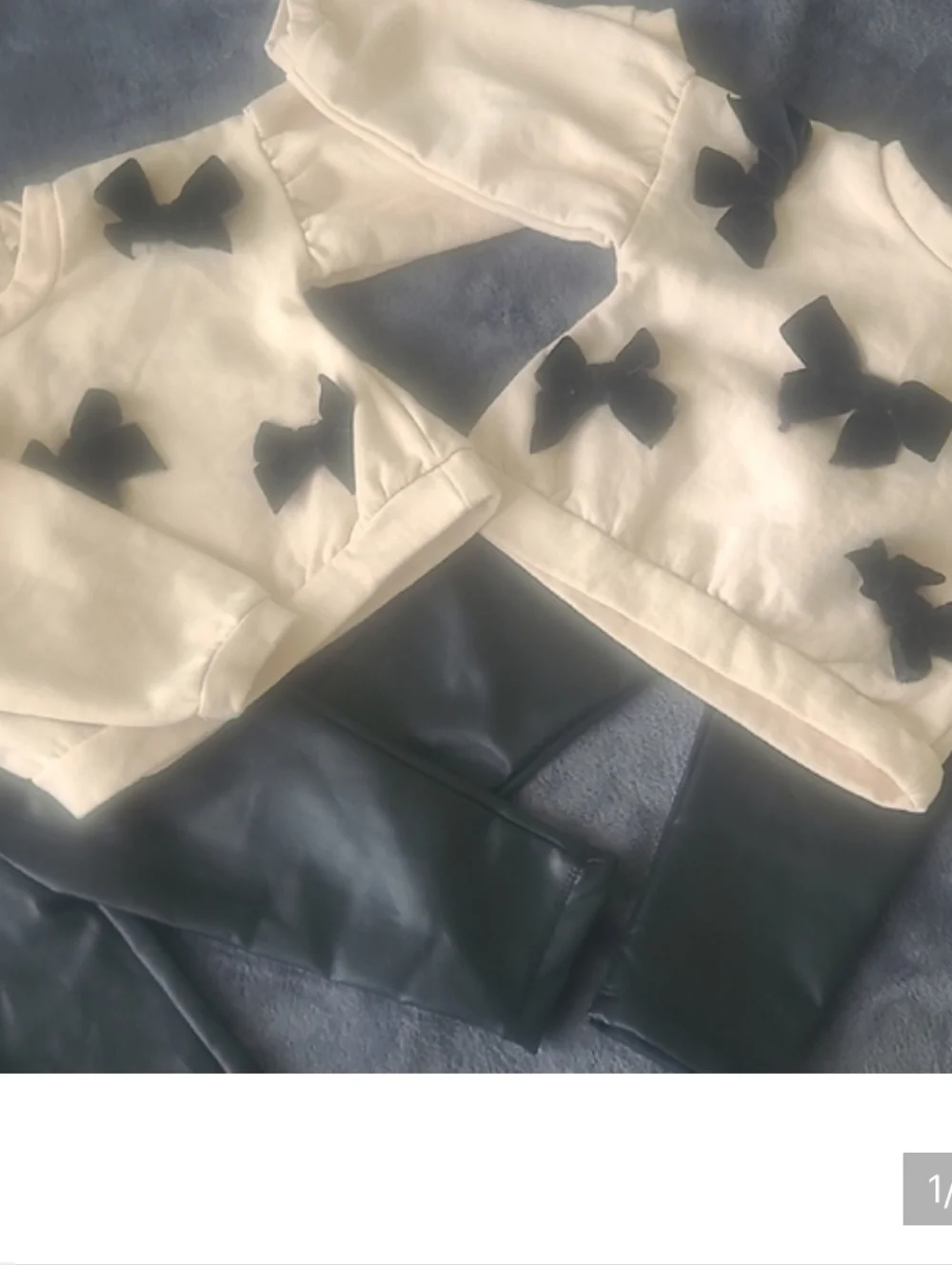 Nicole Miller Twin Baby Girl Sets 2 Matching Outfits Cream Bow Tops Faux Leather